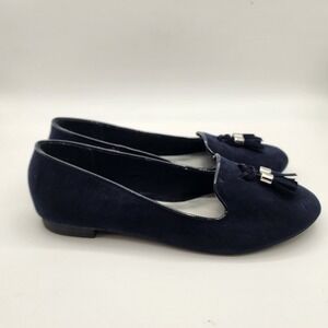 Fioni Navy Blue Faux Suede Tassel Loafers Flats Size 6